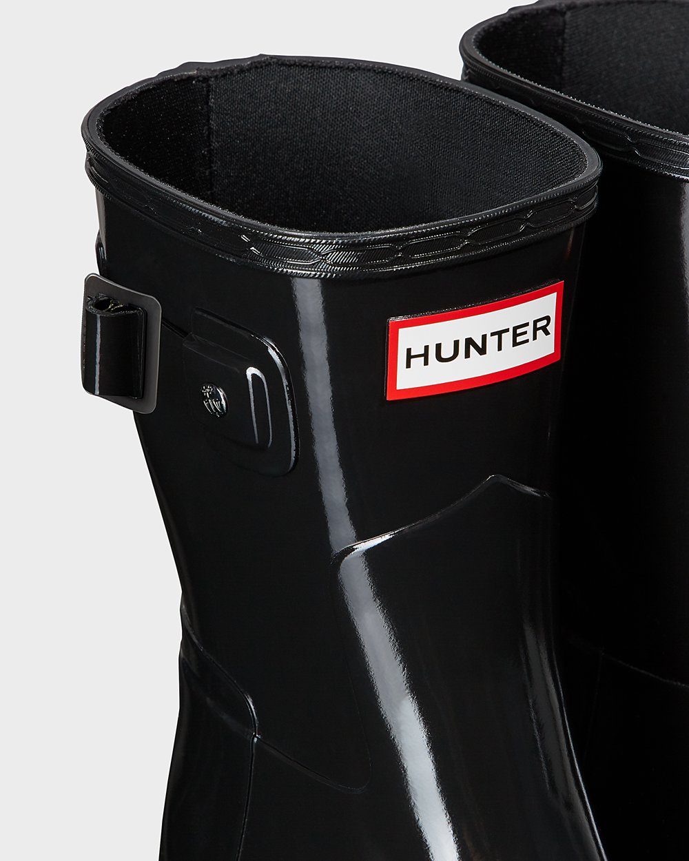 Galochas Curtas Hunter Feminina Pretas - Refined Slim Fit Gloss - 68LNMIQXU